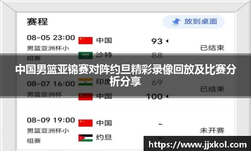 中国男篮亚锦赛对阵约旦精彩录像回放及比赛分析分享